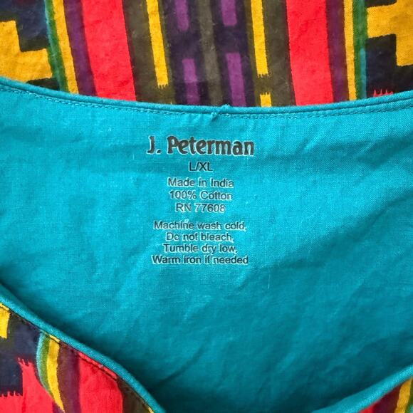 J Peterman Kaftan Size L/XL Cotton Stripe Southwest Tribal Boho Hippie Maxi - Picture 3 of 16